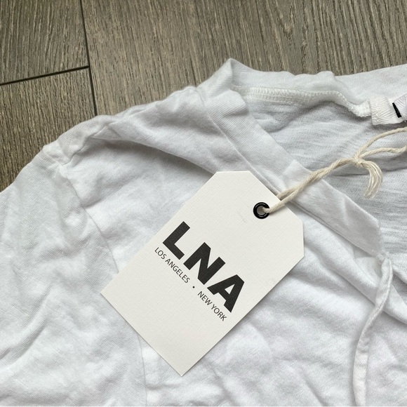 LNA Raw Tie Tee T-Shirt Short Sleeve Front tie V-neck Relaxed fit White Small - Picture 6 of 12